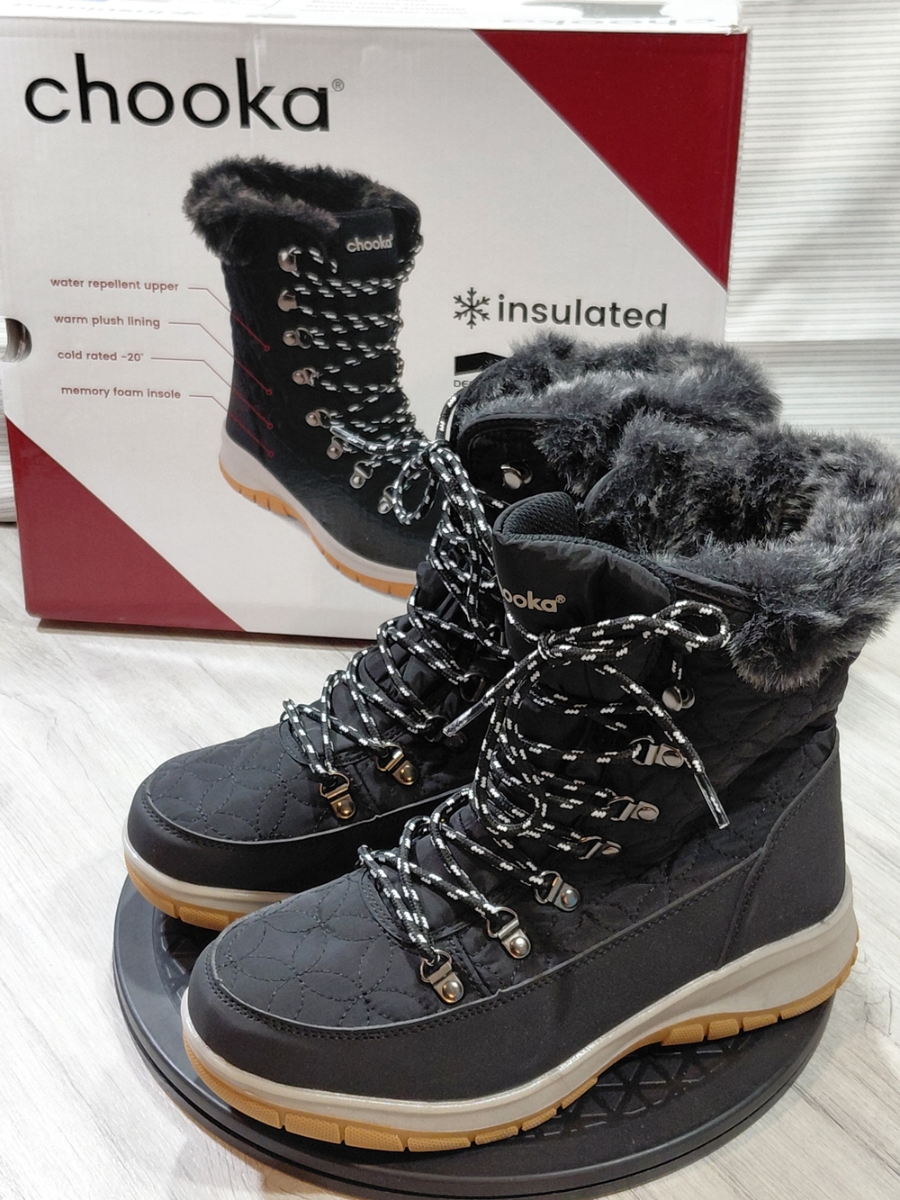 NEW Chooka Women's Belltown Mid Insulated Waterproof Black Winter Boots SIZE 7